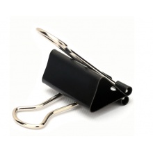 得力(deli)24只32mm黑色长尾票夹 金属票据夹燕尾夹铁夹子 中号8563