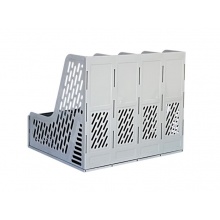 得力文件座文件架文件栏资料架书架杂志收纳框桌面四栏办公用品 9846四格 黑/灰 随机1个