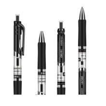 得力(deli)S01黑色0.5mm经典办公按动中性笔水笔签字笔 子弹头12支/盒