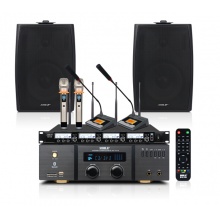 狮乐AV-2011B/BX-105会议室音响组合套装背景音乐培训会议音响系统蓝牙功放壁挂音箱 2011B+105*2+SH-20