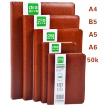 递乐 A6随身手账本/笔记本文具/记事本/会议记录本子商务办公用品136页 4314-A6棕黄色