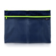 得力(deli)透气双层柔质收纳袋 布质A4拉链文件袋 单只深蓝 5841