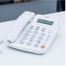 得力 免电池来电显示座机 透明按键 耐磨不易褪色（素雅白）
